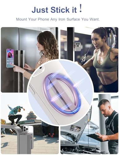 AirLoop Ultra Thin Phone Grip with Soft Elastic Finger Strap, Strong Adhesive with Double-Sided Magnetic Ring Holder Loop, Ultra Light Accessories for Phone (Purple) - color: Purple