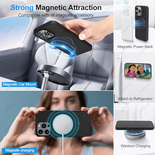 Magnetic Case for iPhone 16 Plus Wallet Compatible with Magsafe RFID Blocking Card Holder Detachable Phone Cover Kickstand Snap Strap Zipper Pocket PU Leather 6.7 inch 2024 (Black) - color: Black, size: iPhone 16 Plus