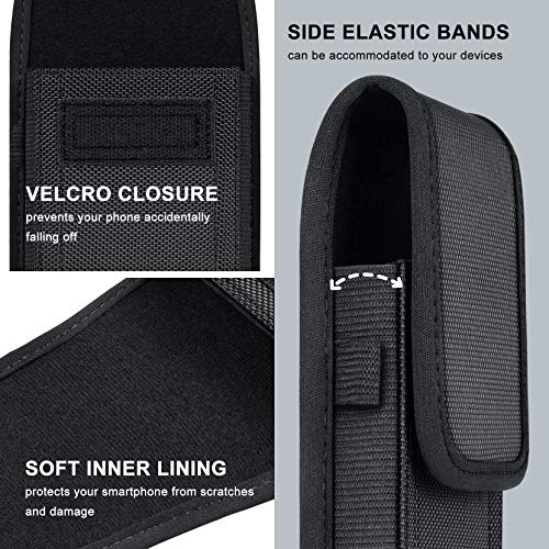 ykooe Cell Phone Pouch Nylon Belt Holster Case Compatible with iPhone 17 16 15 14 13 12 11 & Pro Models, Samsung Galaxy S20 S21 S22 S23 S24 S25, Black–L - color: Black, size: L