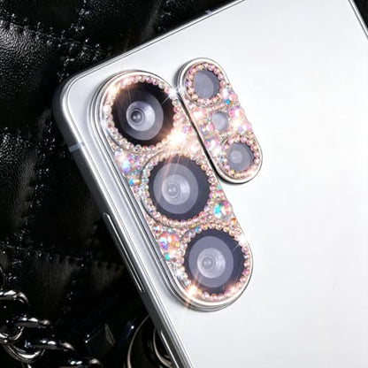 Bling Diamond Camera Lens Protector Compatible with Samsung Galaxy S26 Ultra, Metal Glitter Gem Camera Cover，9H Tempered Glass lens full Screen Sparkle Rhinestone Protector - color: for Galaxy S26 Ultra