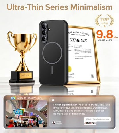 Ultra Thin Case for Samsung Galaxy S26, Silky Touch Anti-Fingerprint, Slim Hard PC Matte Cover Compatible with Mag-Safe Anti-Scratch Shockproof Protective Cases for Samsung S26 5G (Black) - color: Black
