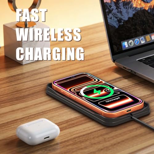 Wireless Car Charger,15w Fast Car Wireless Chargers Charging pad Non Slip Charger for Car Wireless Phone Charger for iPhone 17/16/15/14/13/12 Pro, SE3/SE2/XS/X/XR/8, 100cm Cable - color: Black-100cm Cable