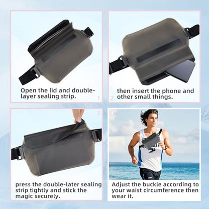 Waterproof Phone Pouch, Transparent and Touchable Fanny Pack for Women Men, Universal Beach Bags Waterproof Sandproof with Adjustable Waist Strap (Pink) - color: Pink
