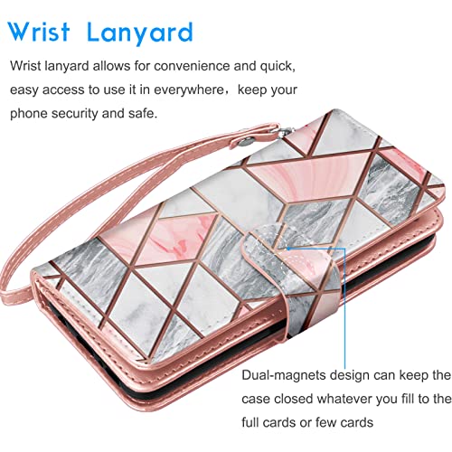 Tekcoo Wallet Case Compatible with iPhone 14 Pro Max (6.7 inch) 2022 Luxury ID Cash Credit Card Slots Holder Carrying Pouch Folio Flip PU Leather Cover [Detachable Magnetic Case] - Marble - color: W-Marble, size: IP 14 Pro Max (6.7")