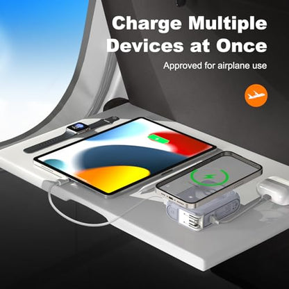 SEANCHEER P05 Portable Charger, Magnetic Power Bank, Small PowerBank, Battery Pack10000mAh Travel Essentials Fast Charging with Built in Cable, Foldable Wall Plug for iPhone,Samsung,Andriod - color: Grey
