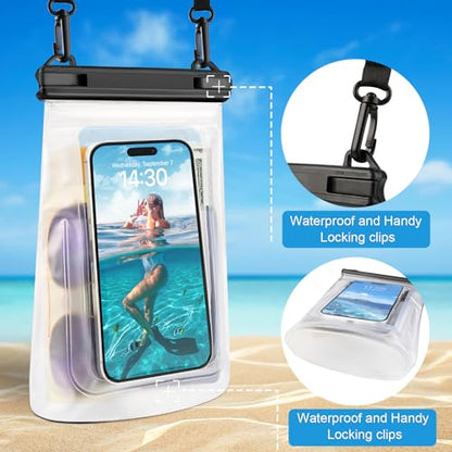 Waterproof Phone Pouch for Phone, Floating Large Capacity Dry Bag Stores Sunscreen, Sunglasses, Waterproof Bag for Beach, Swimming, Kayaking for iPhone 16 15 14 11 Pro Max & Galaxy S24 S21