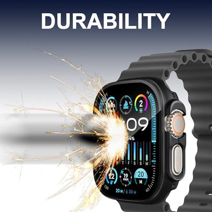 Smiling 2 Pack Case Compatible with Apple Watch Ultra 3(2025)/ Ultra 2 /Ultra 49mm with Tempered Glass Screen Protector, Hard PC Case Scratch-Resistant Overall Protective Cover - Black - color: Black, size: 49mm