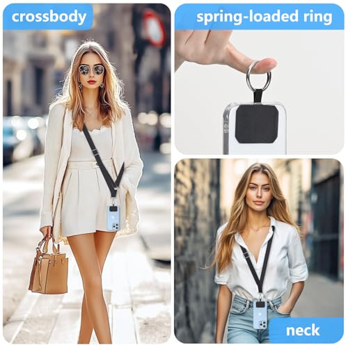 2 Pack Phone Lanyard Cell Phone Lanyard Crossbody Adjustable Phone Strap for Use Around the Neck Cell Phone Lanyard - color: Black Color