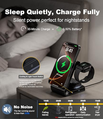 Koolehaoda Qi2.2 25W Fast Wireless Charging Station with TEC Active Cooling