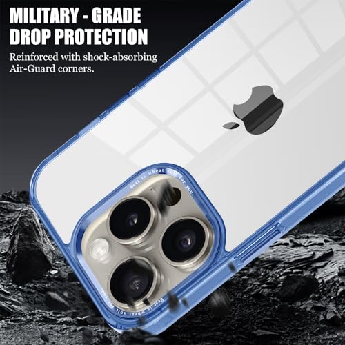CcacHe Designed for iPhone 15 Pro Case,[Anti-Yellowing] [Military-Grade Protection] Anti-Scratch Transparent Back Slim Shockproof Phone Cover 6.1 Inch (Blue) - color: Blue
