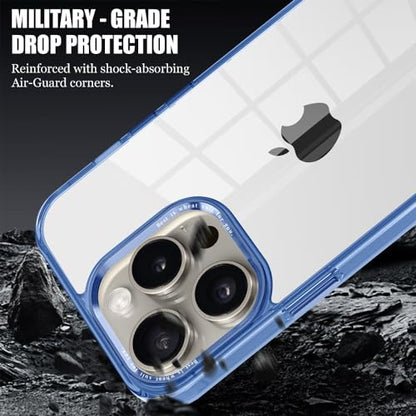 CcacHe Designed for iPhone 15 Pro Case,[Anti-Yellowing] [Military-Grade Protection] Anti-Scratch Transparent Back Slim Shockproof Phone Cover 6.1 Inch (Blue) - color: Blue