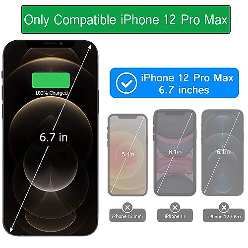 Battery Case for iPhone 12 Pro Max,10800mAh Rechargeable Portable Charging Case with Wireless Charging Compatible for iPhone 12 Pro Max (6.7 inch) with Carplay Extend Battery Charger Pack Case (Blue) - size: iPhone 12 Pro Max -Blue
