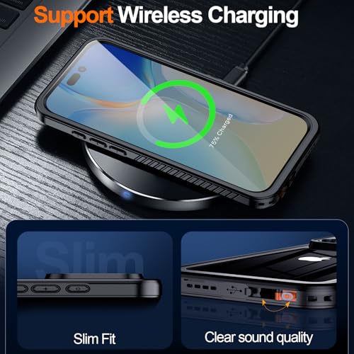 MOZOTER for iPhone 16 Pro Case Waterproof with Clear Sound | [IPX8 Underwater Case][Full Body Shockproof & Dropproof]Built-in Screen Protector for iPhone 16 Pro 6.3 inch-Black - size: For iPhone 16 Pro-6.3"