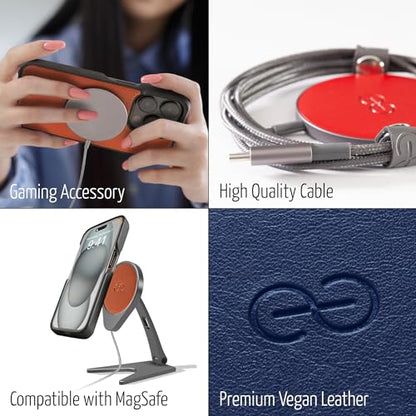 Dreem Empower Magnetic Wireless Charger Pad – Compatible with MagSafe for iPhone 18/17/16/15/14/13/12 & Qi-Certified Devices – Premium Vegan Leather [RED] - color: Red