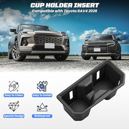 Car Cup Holder Insert Compatible with Toyota RAV4 2026 Accessories, Silione Center Console Cup Holder Inserts Non-Slip Anti-Spill Drink Holder Protector