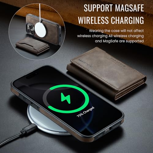 K2 2 in 1 Detachable Magnetic Phone Cases Compatible with iPhone 16 Pro Max Case with Card Holder RFID Blocking, Compatible with Magsafe Wallet, Leather 6.9'' (Coffee, iPhone 16 Pro Max) - color: Coffee, size: iPhone 16 Pro Max