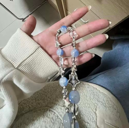 Beaded Phone Charm Lanyard Strap Girly Style Fixed Beads Pearl Lanyards - color: PH-prhd-1