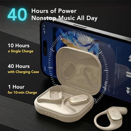Joy Open-Ear Headphones, Wireless Bluetooth 5.4 Earhook Earbuds - color: Beige