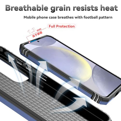 for Samsung Galaxy S24 FE Case with Camera Lens Cover HD Screen Protector, Dual Layer Military-Grade Drop Tested Magnetic Ring Holder Kickstand Protective Phone Case for Galaxy S24 FE (Navy Blue) - color: Navy Blue with camera cover Military-Grade 2nd gen