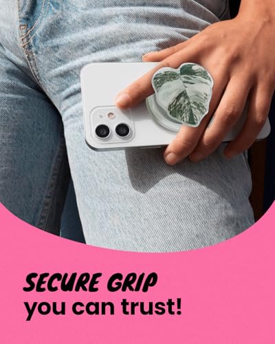 OnTheGrip Compatible with Magsafe Magnetic Cute Acrylic Tropical Leaf Design Collapsible Mobile Phone Grip Stand Holder for Smartphone Tablet Cell Phone Accessory (Monstera Deliciosa)