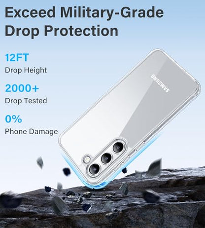 Vakaa Clear Case for Samsung Galaxy S23, Anti-Yellowing | Hard Back with Military-Grade Drop Protection, Wireless Charging Compatible - color: Transparent, size: S23