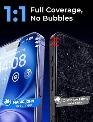MAGIC JOHN for iPhone 16 Screen Protector Tempered Glass Easy Installation - size: iPhone 16-6.1 inch