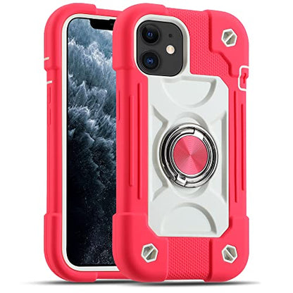 MARKILL Compatible with iPhone 11 Case 6.1 Inch with 360°Rotate Ring Stand, Military Grade Drop Protection Full Body Rugged Heavy Duty Case 3 in 1 Protective Cover Hot Pink - color: Hot Pink, size: iPhone 11 6.1"