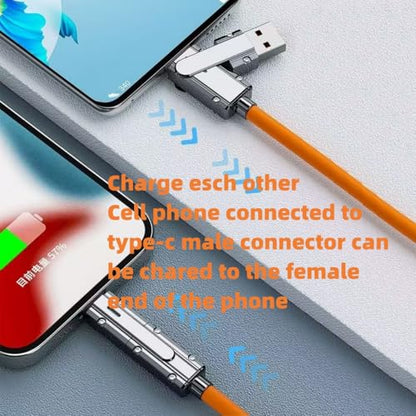 2 Pack USB C to C Cable 5ft Chubby Silicone 4 in 1 USB C Charging Cable - color: Orange+Orange