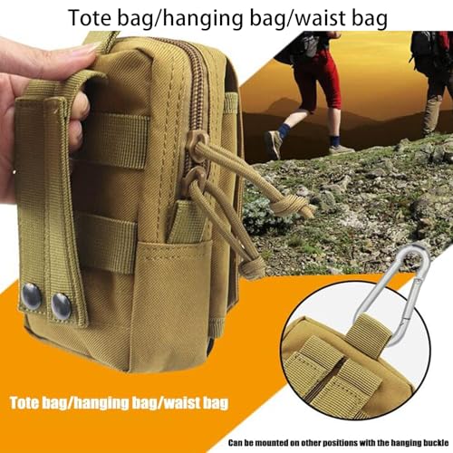 2 Pack Tactical Molle Pouch, Universal EDC Waist Bag Pouches, Outdoor Belt Bags Gear Tool Gadget Pocket with Cell Phone Holster Kakhi - color: kakhi