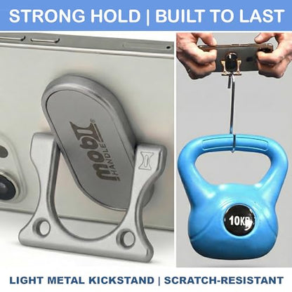 Patented 3-Finger Phone Grip & Stand - Comfortable & Secure Loop Holder for iPhone & Android - Ultra-Slim Zinc Alloy - Magnetic Mount Ready - Cell Phone Ring Alternative [Silver Matte] - color: Matte silver