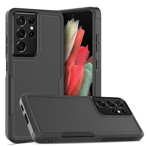 for Samsung Galaxy S24 Ultra Case: Dual Layer Protective Heavy Duty Cell Phone Cover Shockproof Rugged with Screen Protector - Military Protection Bumper Tough - Samsung Galaxy S24 Ultra 2024, Black - color: Black (PC) + Black (TPU)