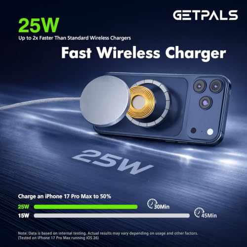 25W Magnetic Portable Fast Wireless Charging Pad for Apple iPhone Series - color: 2White