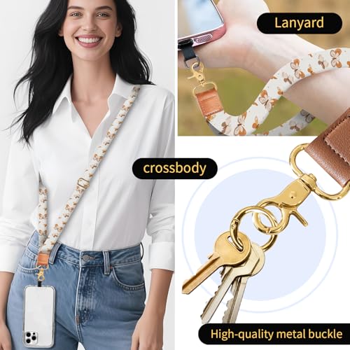 Phone Lanyard Crossbody Wrist Strap, Cute Cell Phone Lanyards for around the Neck Wristlet Wrist Strap - color: Cute Boho Butterfly