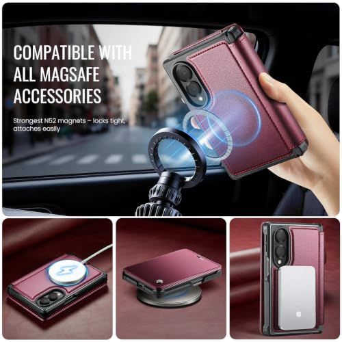for Samsung Galaxy Z Fold 8 - Case Wallet Magnetic Slim, Wine Red - color: Wine Red, size: Samsung Galaxy Z Fold 8