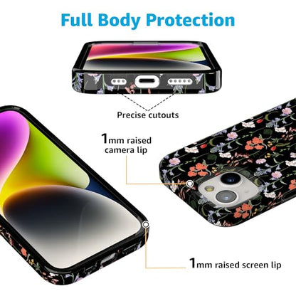 Casely iPhone 15 Plus Case | Secret Garden | Mixed Floral | Compatible with MagSafe | Classic Ultra Slim Design - color: Secret Garden | Mixed Floral