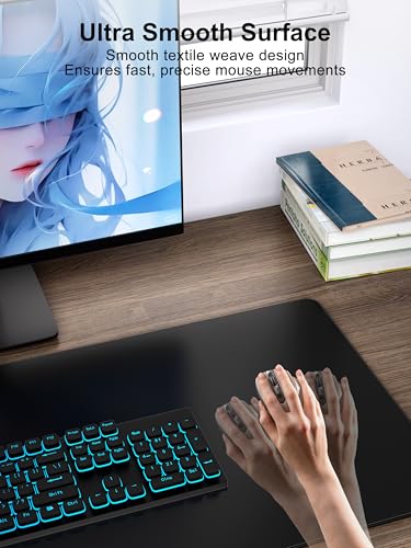 TopMade Wireless Charging Mouse Pad, 31.5"x15.75" XXL Large Desk Mat - color: Black-31.5"x15.8"-Adapter