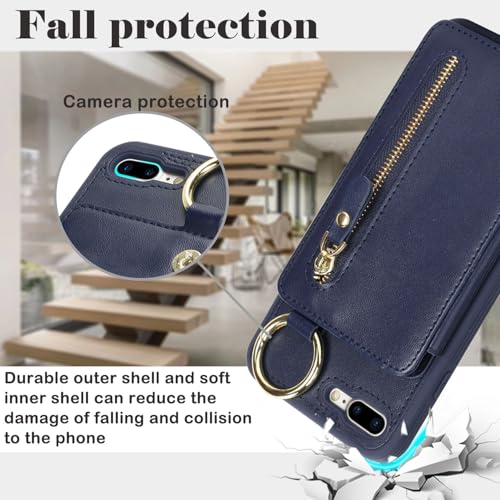 Ｈａｖａｙａ Flip Wallet Case for iPhone 8 Plus & iPhone 7 Plus - Blue - color: Blue-Ring, size: iPhone 8 Plus & iPhone 7 Plus