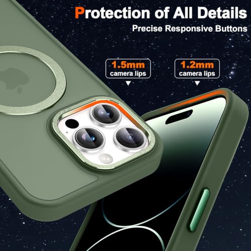 Magnetic for iPhone 14 Pro Case with Ring Stand, Midnight Green | Invisible Magnetic Kickstand, 10FT Drop Protection Shockproof, Velvety Touch, Slim Translucent Matte Back - color: Midnight Green, size: Iphone 14 Pro 6.1 inches