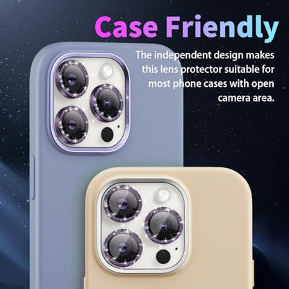 Camera Protector for iPhone 14 Pro/14 Pro Max, Glitter Deep Purple - color: Glitter Deep Purple