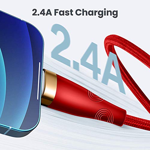 Lightning Cable [MFi Certified] - iPhone Charger [3Pack 6ft] Nylon Braided Lightning to USB A Fast Charging Syncing Transfer Cord Compatible with iPhone 12 11 Pro Max XS XR X 8 7 6S 6 Plus SE 5S