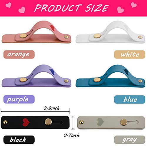 6 Pieces Phone Finger Grip Portable Telescopic Finger Strap Bracket Silicone Mobile Phone Ring Stand Grip Strap for Most Mobile(Orange, Blue, Purple, Black, White, Gray)