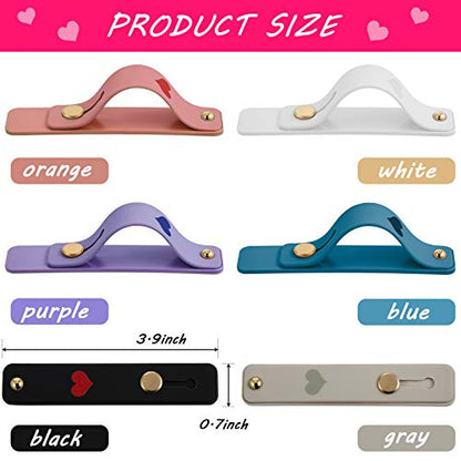 6 Pieces Phone Finger Grip Portable Telescopic Finger Strap Bracket Silicone Mobile Phone Ring Stand Grip Strap for Most Mobile(Orange, Blue, Purple, Black, White, Gray)