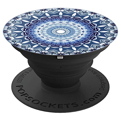 Cell Phone Pop Out Button Holder Mandala Floral Sky Blue PopSockets PopGrip: Swappable Grip for Phones & Tablets PopSockets Adhesive PopGrip - style: Adhesive PopGrip