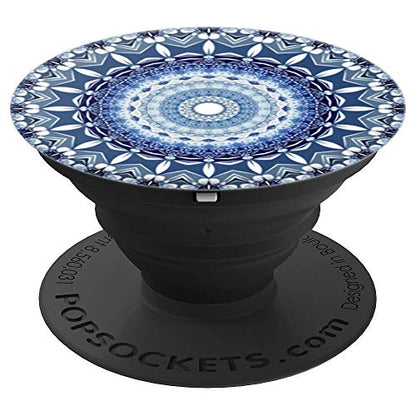 Cell Phone Pop Out Button Holder Mandala Floral Sky Blue PopSockets PopGrip: Swappable Grip for Phones & Tablets PopSockets Adhesive PopGrip - style: Adhesive PopGrip
