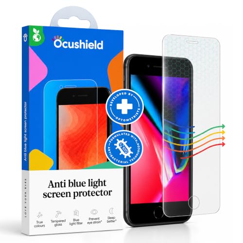 Ocushield Anti Blue Light Tempered Glass Screen Protector of iPhone 7 Plus & iPhone 8 Plus (5.5") – Blocks Blue Light, Prevents Eye Strain & Helps You Sleep Better, 9H Hardness & Case Friendly - size: iPhone 7 | 8 Plus