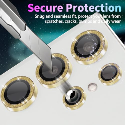 Camera Lens Protector for Samsung Galaxy S22 Ultra, Glitter Gold - color: Glitter Gold