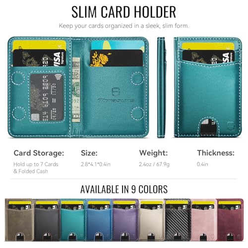 Strapurs Strong Magnetic Wallet Card Holder for MagSafe Phones and Cases, Slim PU Leather Detachable Phone Wallet with 6 Card Slots RFID Blocking for iPhone 17/16/15/14/13/12/Pro/Max/Plus – Bluegreen - color: Blue Green