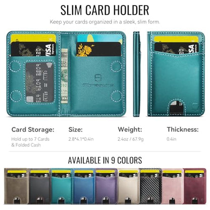 Strapurs Strong Magnetic Wallet Card Holder for MagSafe Phones and Cases, Slim PU Leather Detachable Phone Wallet with 6 Card Slots RFID Blocking for iPhone 17/16/15/14/13/12/Pro/Max/Plus – Bluegreen - color: Blue Green