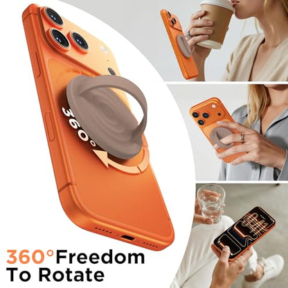 Magnetic Phone Grip Ring, Compatible with MagSafe, Upgraded Liquid Silicone for Secure Comfort, Rotating Finger Loop Ring Grip Holder for iPhone 17/16/15/14/13/12 Pro Max Plus, Light Brown - color: Light Brown