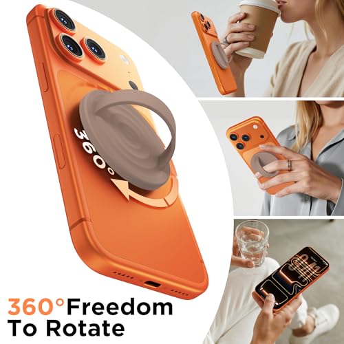 Magnetic Phone Grip Ring, Compatible with MagSafe, Upgraded Liquid Silicone for Secure Comfort, Rotating Finger Loop Ring Grip Holder for iPhone 17/16/15/14/13/12 Pro Max Plus, Light Brown - color: Light Brown
